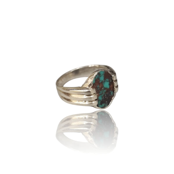 Natural Irani Fairoos Silver Ring 6.27 Ct