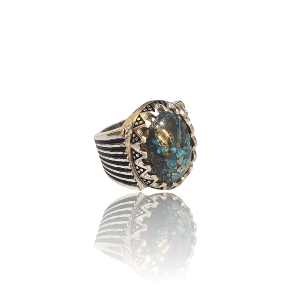 Natural Irani Fairoos Silver Ring 22.30 Ct