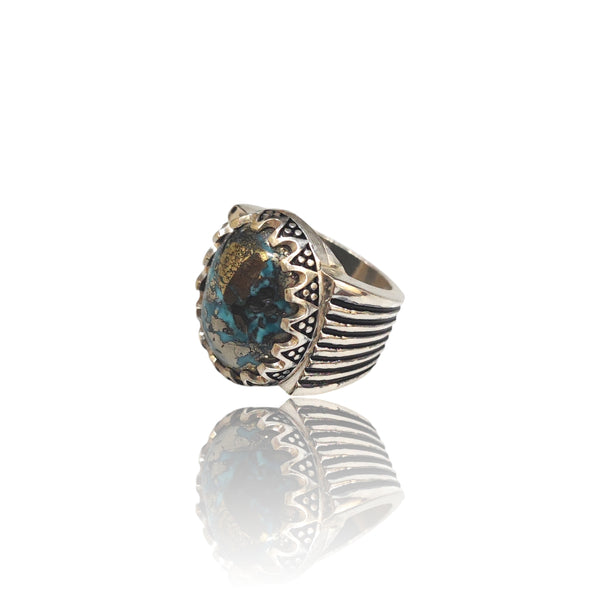 Natural Irani Fairoos Silver Ring 22.30 Ct