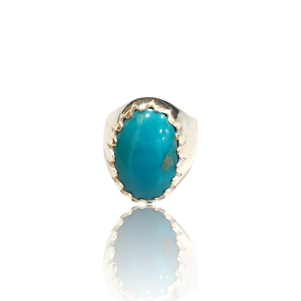 Natural Irani Fairoos Silver Ring 12.35 Ct
