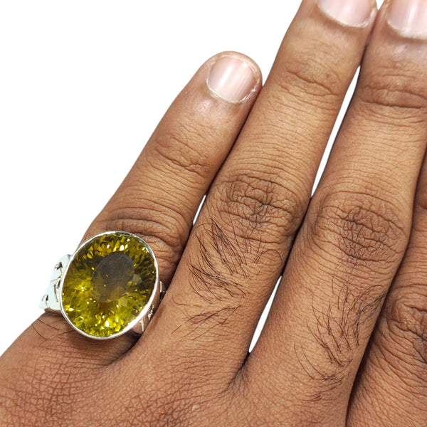 Natural Lemon Quartz Silver Ring 20.54 Ct