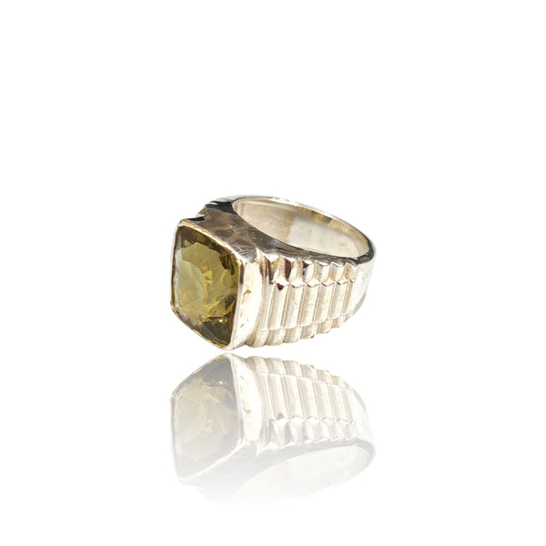 Natural Lemon Quartz Silver Ring 8.91 Ct