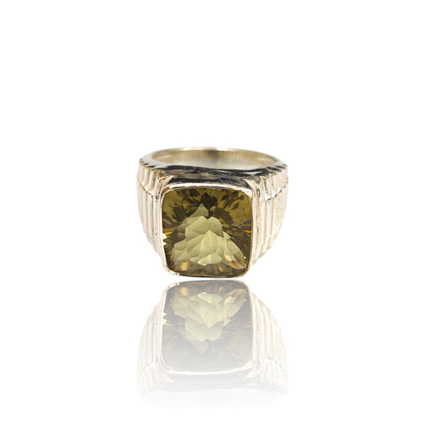 Natural Lemon Quartz Silver Ring 8.91 Ct