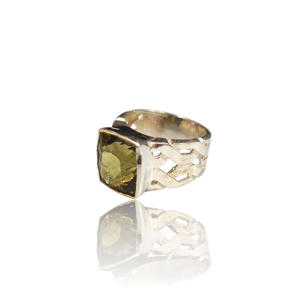 Natural Lemon Quartz Silver Ring 7.44 Ct