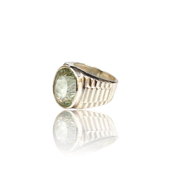 Natural Green Amethyst Silver Ring 8.35 Ct
