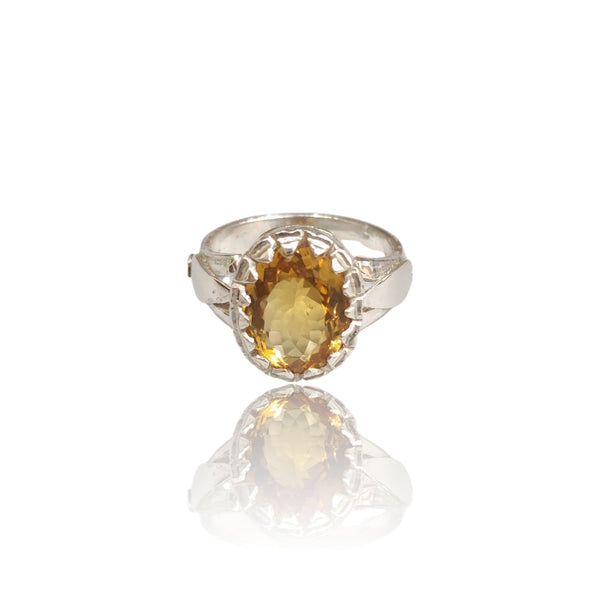 Natural Citrine Silver Ring 5.03 Ct
