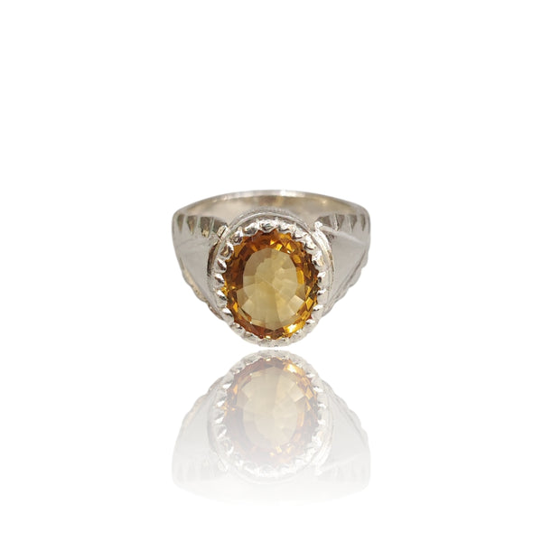 Natural Citrine Silver Ring 5.32 Ct