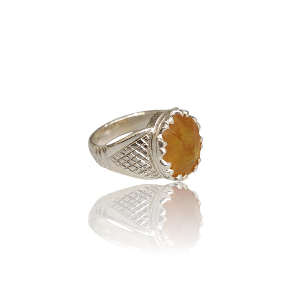 Natural Yellow Sapphire Silver Ring 5.35 Ct