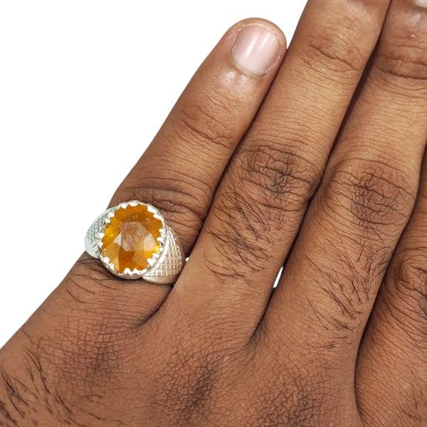 Natural Yellow Sapphire Silver Ring 5.35 Ct