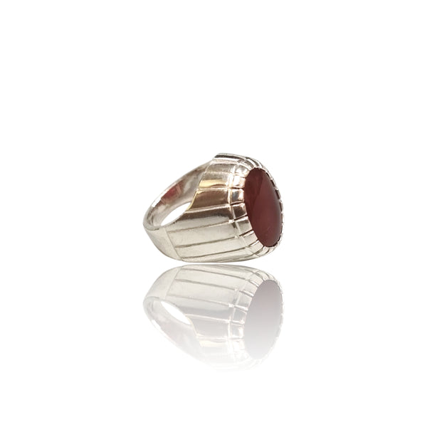 Natural Carnelian Aqiq Silver Ring 17.78 Ct
