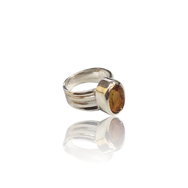 Natural Citrine Silver Ring 4.86 Ct