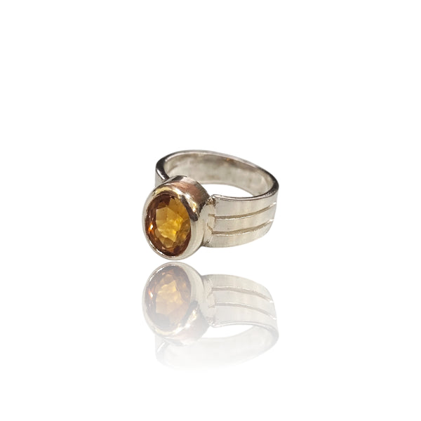 Natural Citrine Silver Ring 3.34 Ct