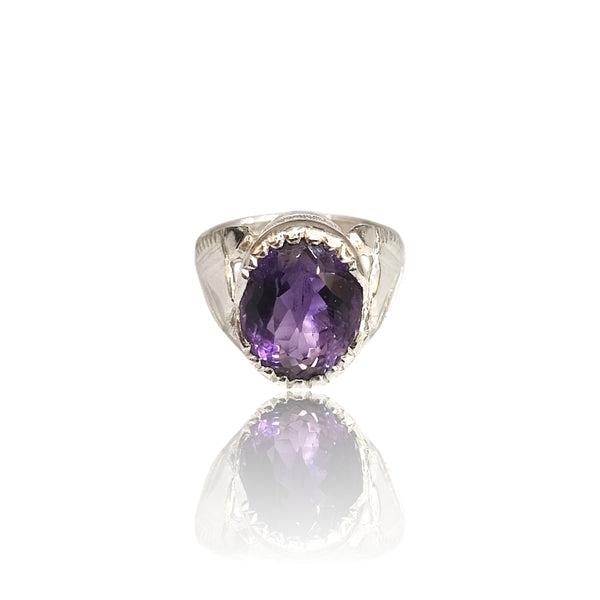 Natural Amethyst Silver Ring 9.30 Ct