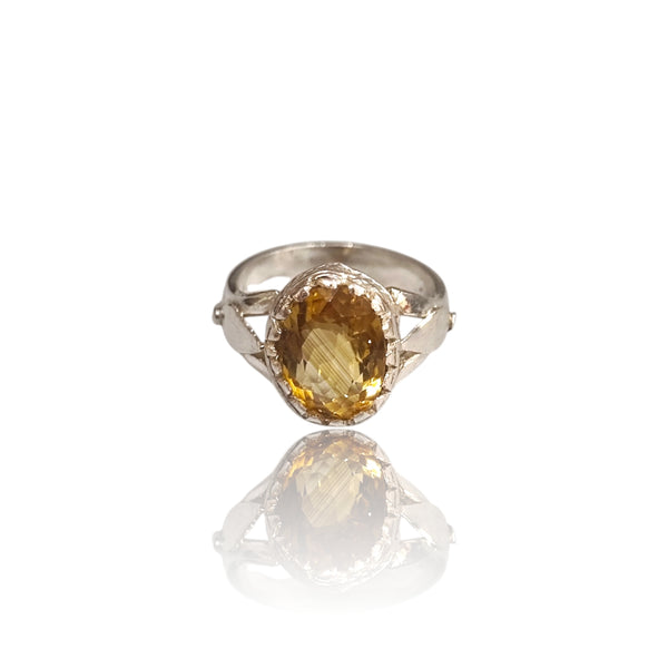 Natural Citrine Silver Ring 4.15 Ct
