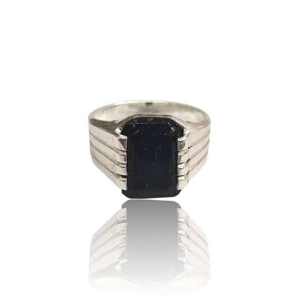 Natural Black Tourmaline Silver Ring 6.41 Ct
