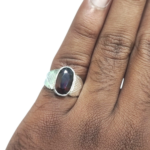 Natural Hessonite Silver Ring 5.08 Ct