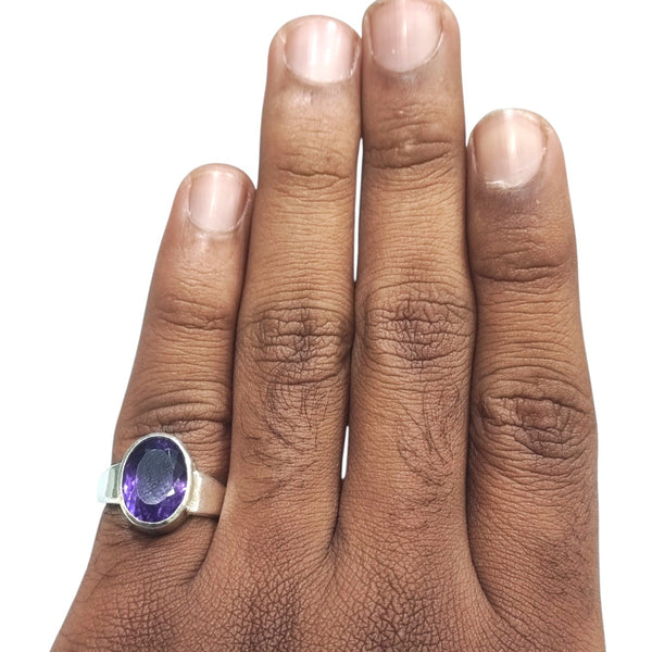 Natural Amethyst Silver Ring 7.91 Ct
