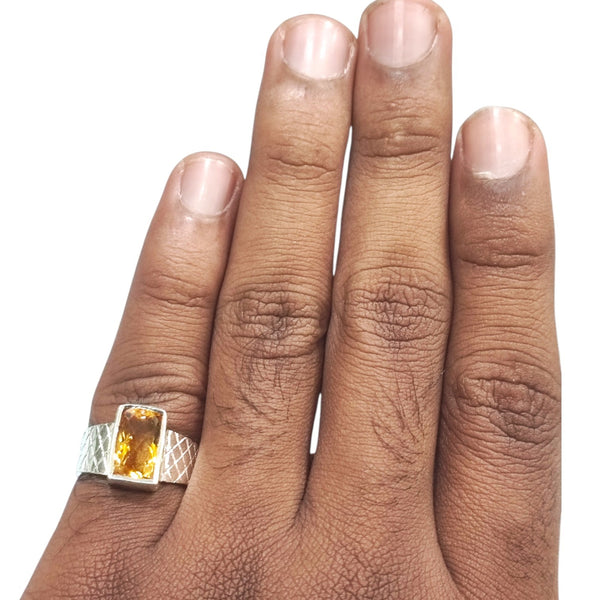 Natural Citrine Silver Ring 3.30 Ct