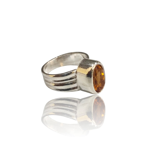 Natural Citrine Silver Ring 4.78 Ct