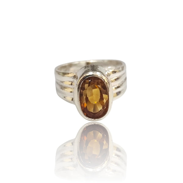 Natural Citrine Silver Ring 4.78 Ct