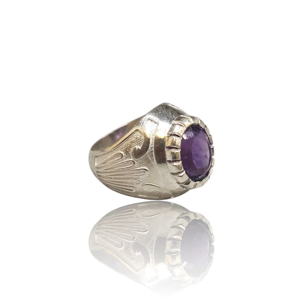 Natural Amethyst Silver Ring 6.82 Ct