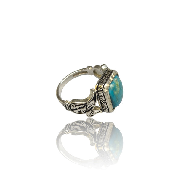 Natural Irani Fairoos Silver Ring 9.81 Ct