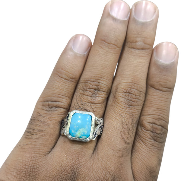 Natural Irani Fairoos Silver Ring 9.81 Ct
