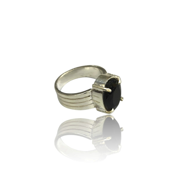 Natural Black Tourmaline Silver Ring 6.41 Ct