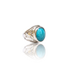 Natural Irani Fairoos Silver Ring 4.12 Ct — side view, lab certified natural Irani firoza turquoise