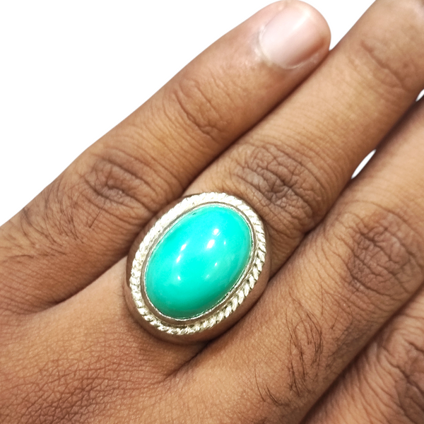 Natural American Fairoos Silver Ring 16.16 Ct — natural American firoza turquoise ring view 4