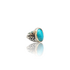 Natural American Fairoos Silver Ring 9.55 Ct — side view, lab certified natural American firoza turquoise