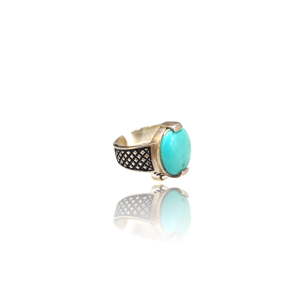 Natural American firoza turquoise silver ring 5.80ct — lab certified Click Gems