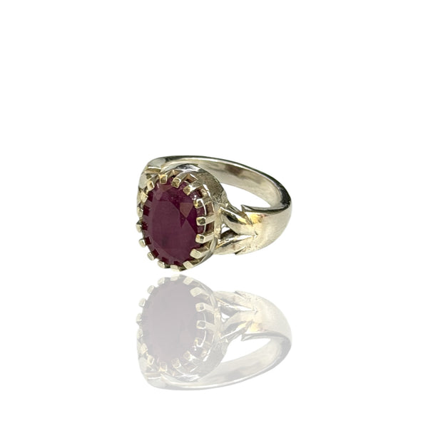 Natural Ruby Silver Ring 6.32 Ct