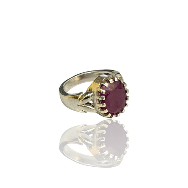 Natural Ruby Silver Ring 6.32 Ct