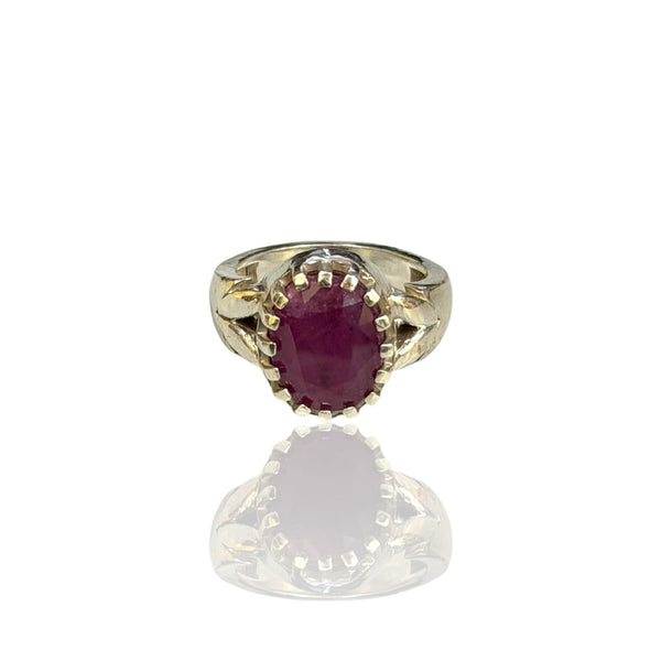 Natural Ruby Silver Ring 6.32 Ct