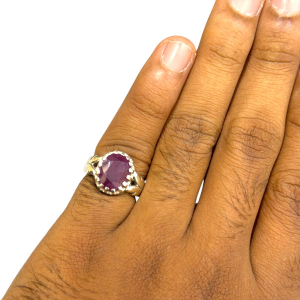 Natural Ruby Silver Ring 6.32 Ct