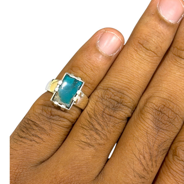Natural Irani Fairoos Silver Ring 3.37 Ct