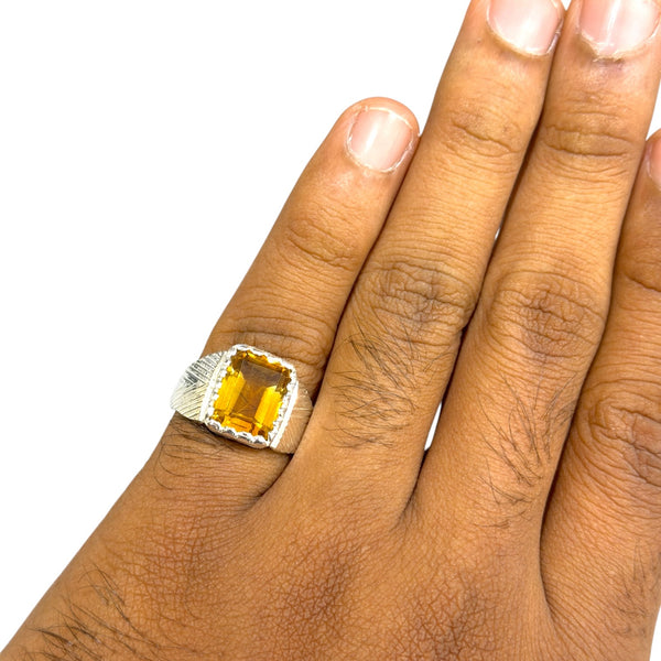 Natural Citrine Silver Ring 6.20 Ct