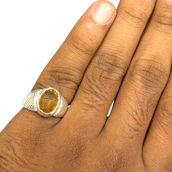 Natural Citrine Silver Ring 5.33 Ct