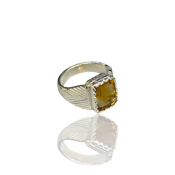 Natural Citrine Silver Ring 6.20 Ct