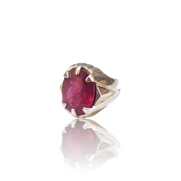 Natural natural ruby manik silver ring 14.78ct — lab certified Click Gems