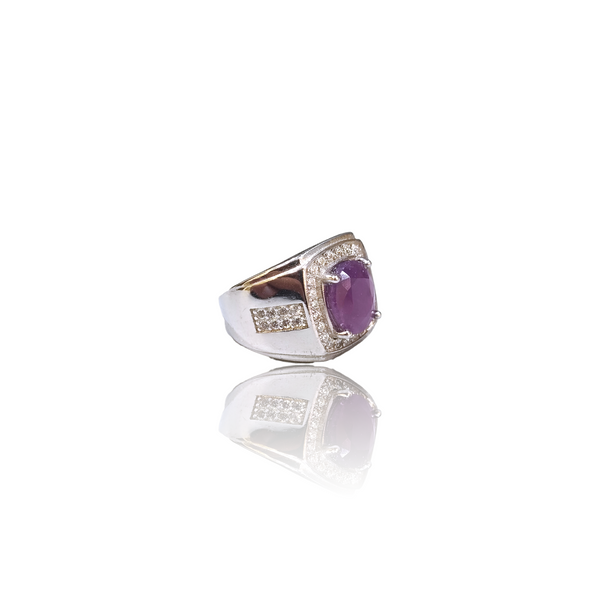 Natural Ruby Silver Thailand Model Ring 3.70 Ct — side view, lab certified natural natural ruby manik