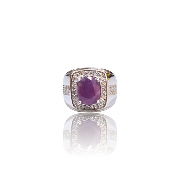 Natural Ruby Silver Thailand Model Ring 3.70 Ct — close up detail, authentic natural ruby manik silver ring