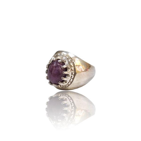 Natural natural ruby manik silver ring 7.18ct — lab certified Click Gems