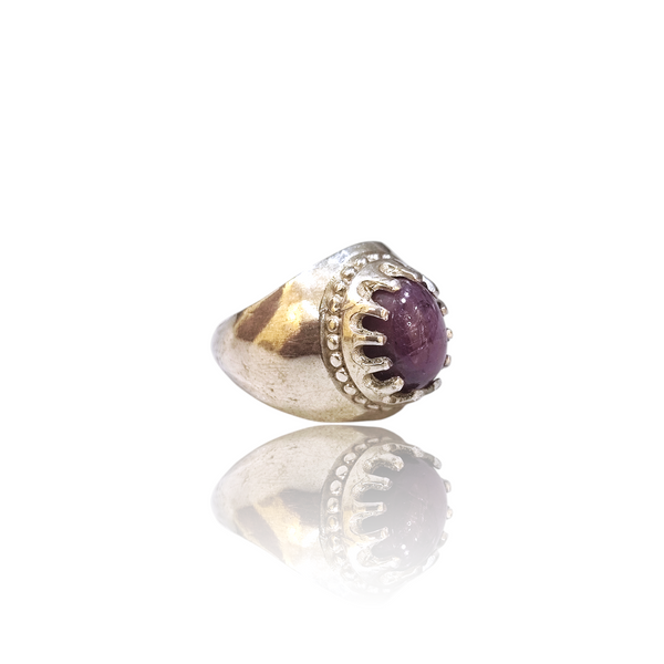 Natural Ruby Silver Ring 7.18 Ct — side view, lab certified natural natural ruby manik