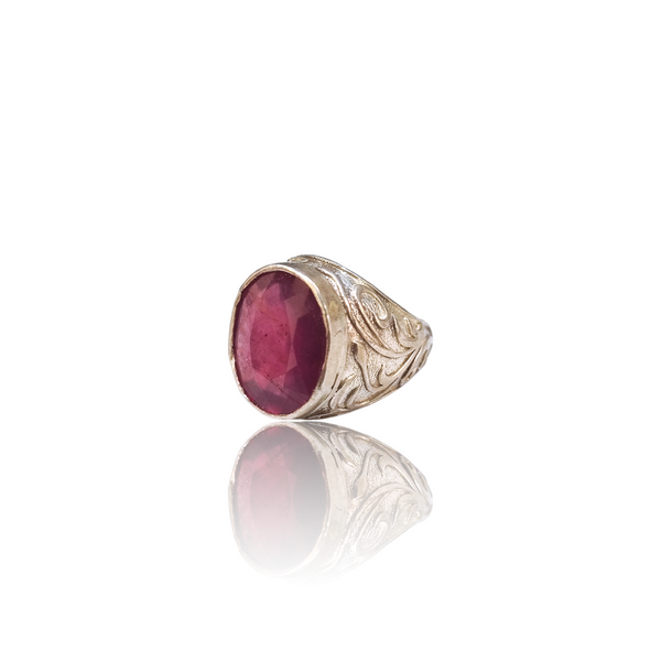 Natural natural ruby manik silver ring 14.40ct — lab certified Click Gems