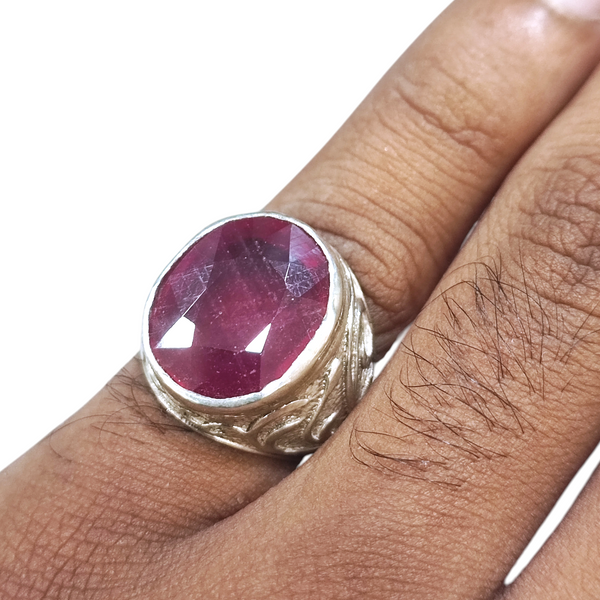 Natural Ruby Silver Ring 14.40 Ct — natural natural ruby manik ring view 4