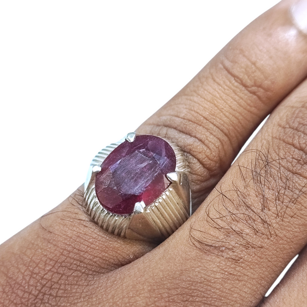 Natural Ruby Silver Ring 9.58 Ct — natural natural ruby manik ring view 4
