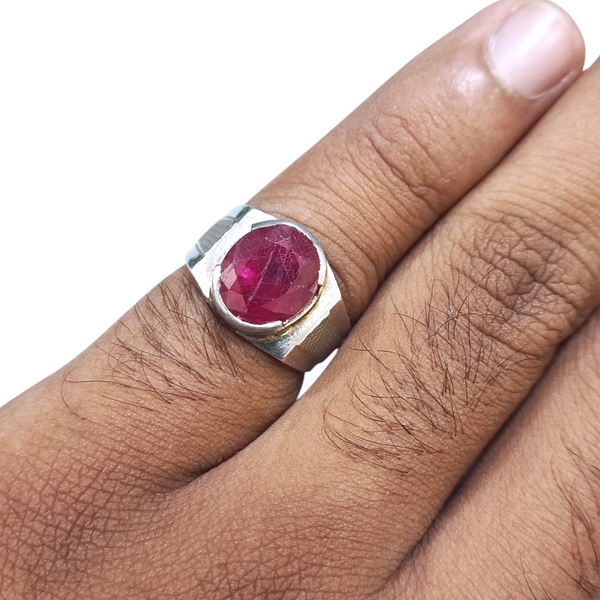 Natural Ruby Silver Ring 4.77 Ct — natural natural ruby manik ring view 4