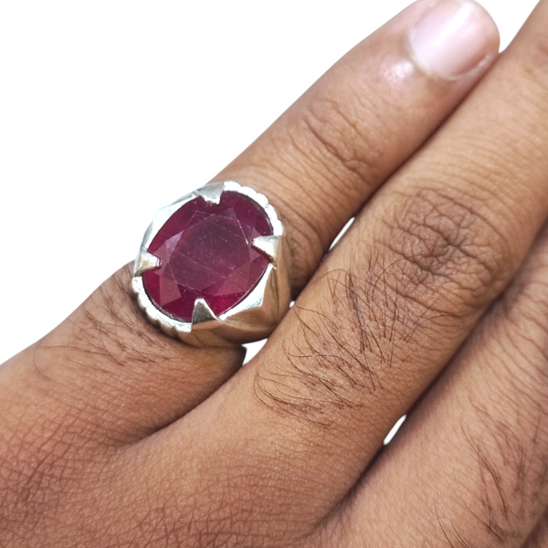 Natural Ruby Silver Ring 17.82 Ct — natural natural ruby manik ring view 4